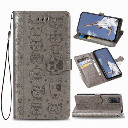Cute Cat and Dog Embossed Horizontal Flip Leather Case with Bracket / Card Slot / Wallet / Lanyard, For Huawei Y8P/ Enjoy 10S, For Huawei Y6P, For Xiaomi  Redmi 10X Pro 5G/10X 5G, For OPPO A52/A72/A92