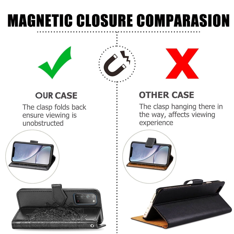 Halfway Mandala Embossing Pattern Horizontal Flip Leather Case with Holder & Card Slots & Wallet & Photo Frame & Lanyard, For Huawei Honor X10, For Huawei Y6P, For OPPO A52 / A72 / A92, For OPPO Find X2 Lite / Reno 3, For OPPO Find X2 Neo              ...