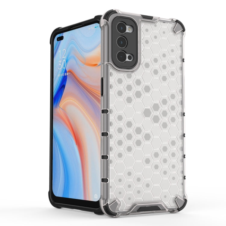 Clear white honeycomb shockproof phone case with TPU bumper for OPPO Reno 4 Pro
