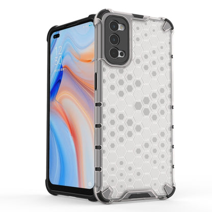 Clear white honeycomb shockproof phone case with TPU bumper for OPPO Reno 4 Pro