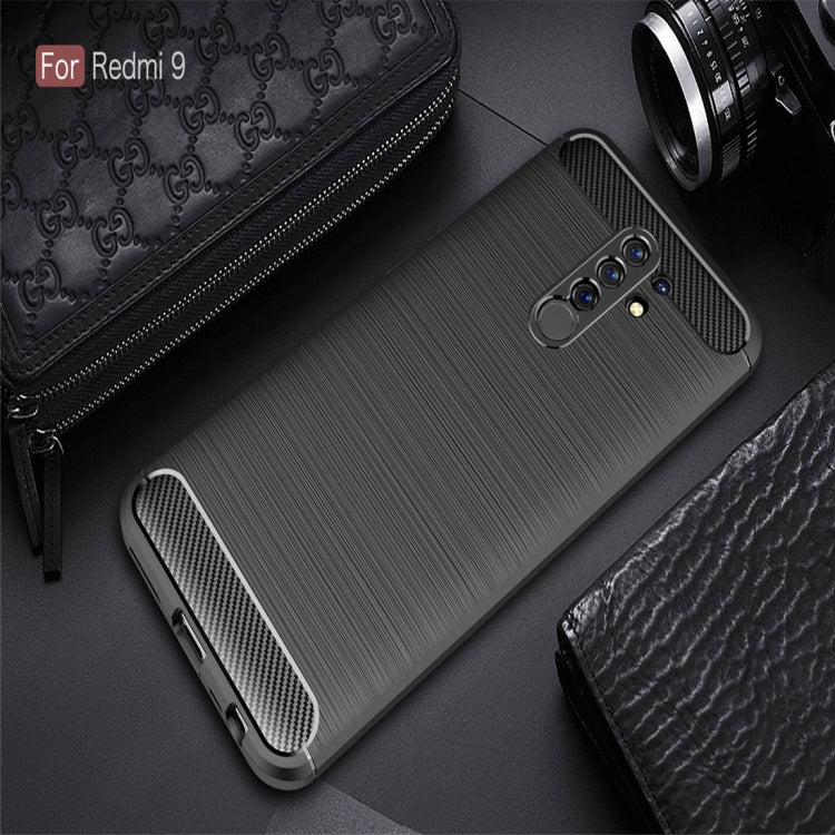 Brushed Texture Carbon Fiber TPU Case, For Xiaomi Redmi 9