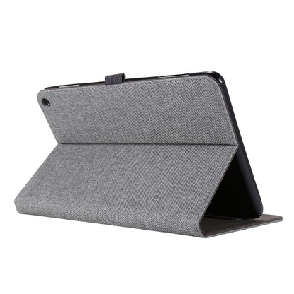 Grey horizontal flip tablet case with textured fabric PU leather stand