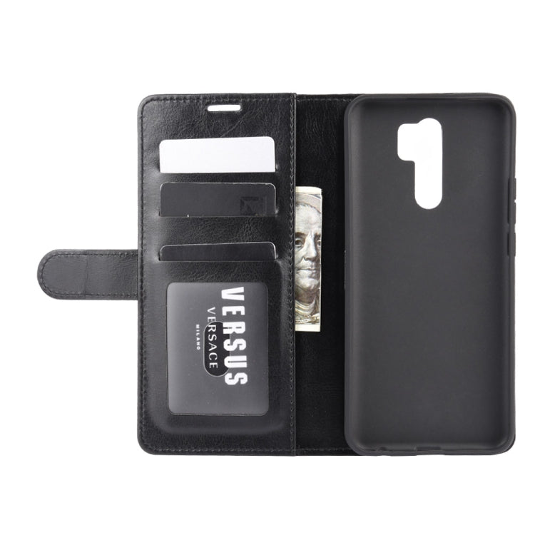 Black flip wallet case for Xiaomi Redmi 9 with card slots and inner phone holder
