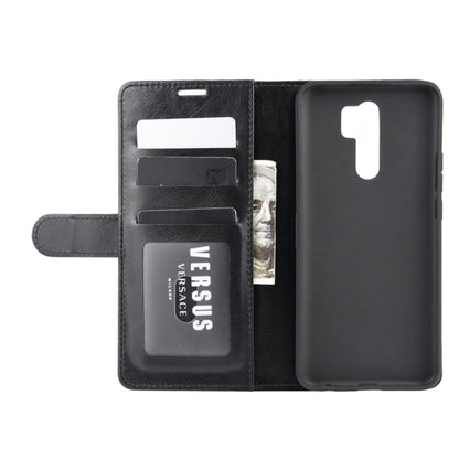 Black flip wallet case for Xiaomi Redmi 9 with card slots and inner phone holder