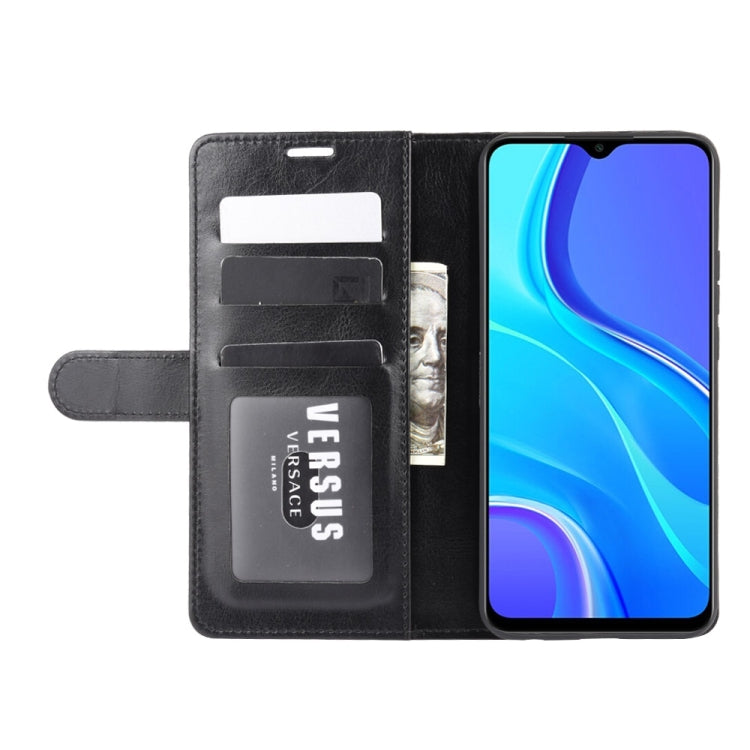 Black flip wallet protective case for Xiaomi Redmi 9 with card slots and magnetic cover