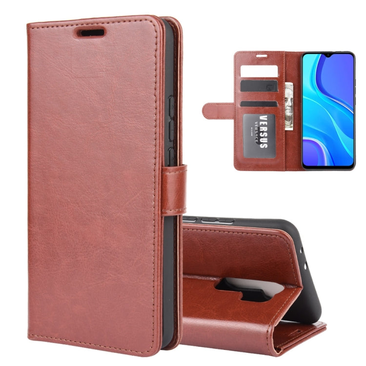Rose-brown flip phone wallet case with card slots and stand for Xiaomi Redmi 9