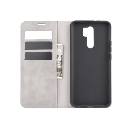 Grey leather wallet case for Xiaomi Redmi 9 with card slots and phone protection