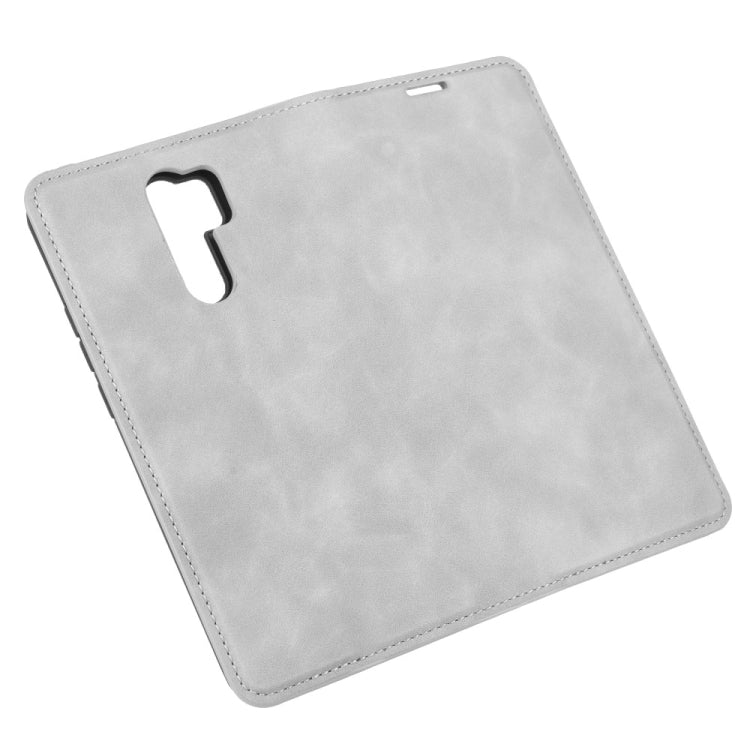 Grey leather wallet case for Xiaomi Redmi 9 with back camera cutout