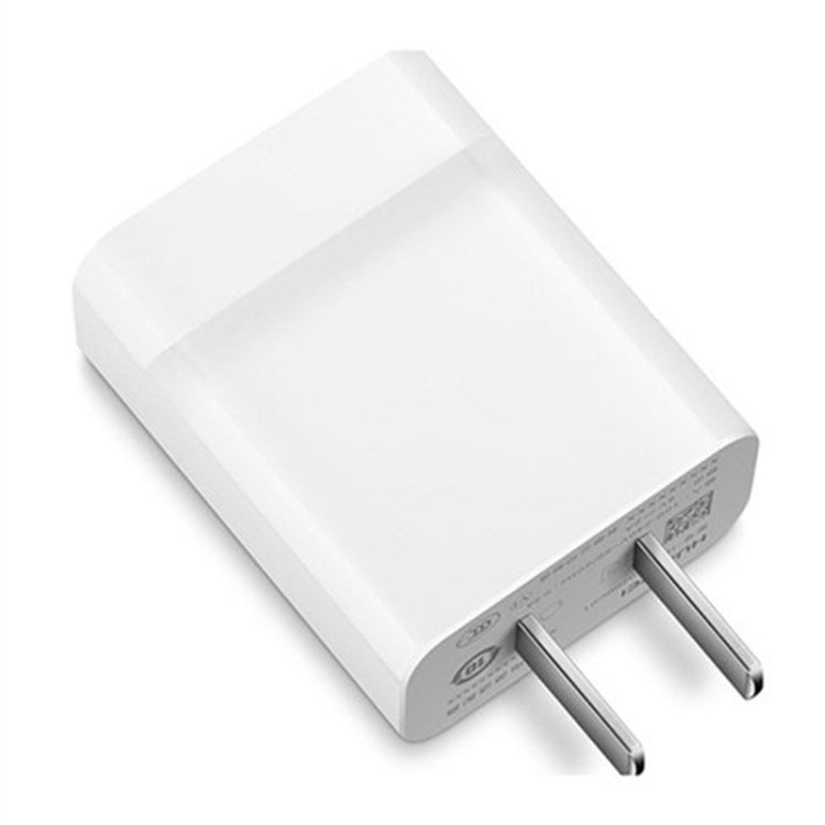 White compact wall charger with two-pin CN plug, angled view