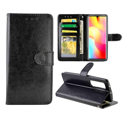 Black horizontal flip phone case with card slots, wallet pocket, and kickstand holder