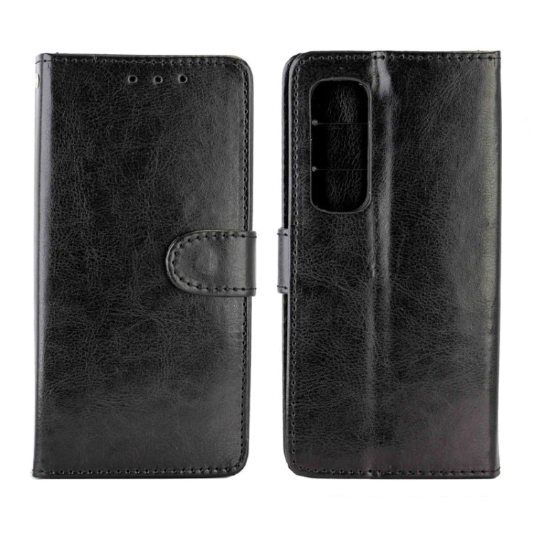 Black horizontal flip phone case with side cutout and magnetic flap, card holder