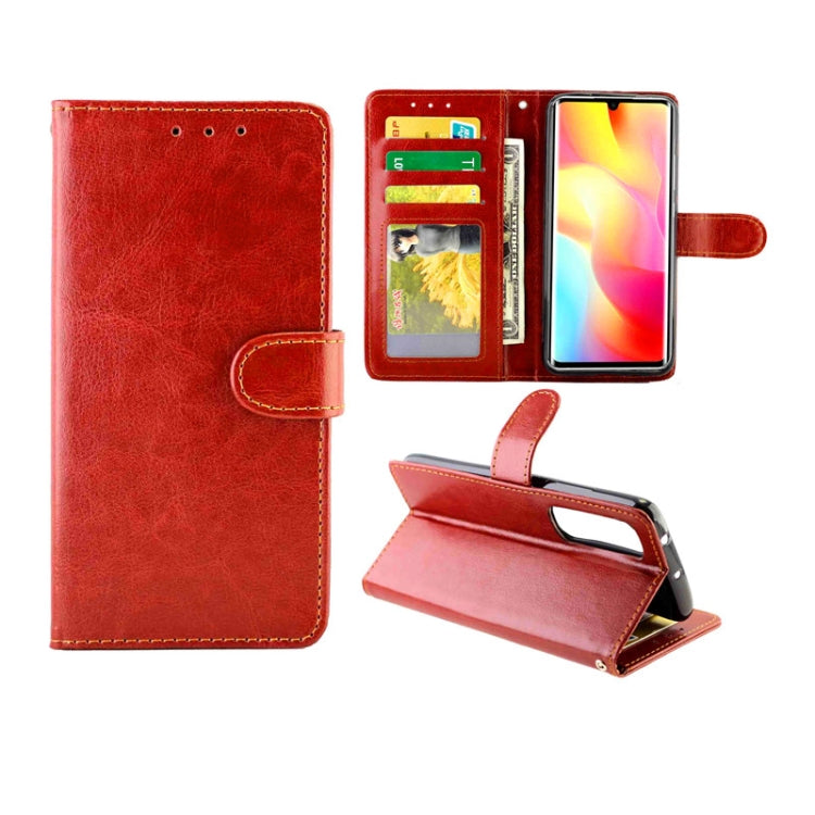 Brown horizontal flip phone case with card slots, wallet pocket, and kickstand stand