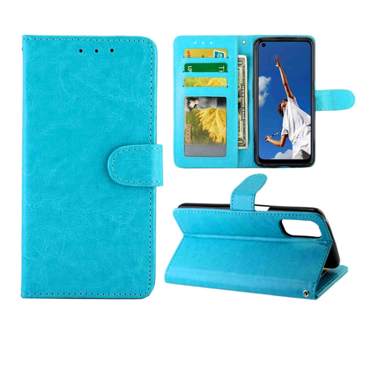 Blue crazy horse texture leather flip phone wallet case with card slots and stand