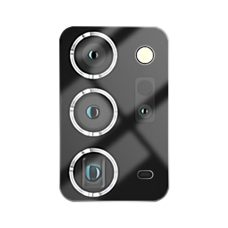 Tempered glass lens protectors installed over phone rear camera lenses