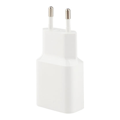 White EU wall charger with two-prong plug and USB-C connector pins