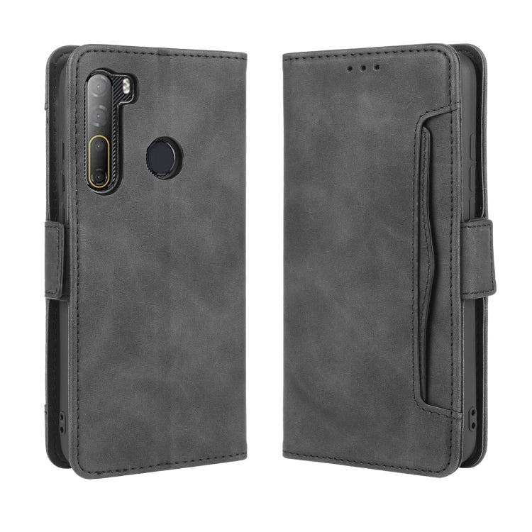 Black leather wallet phone case with flip cover and side cutouts for HTC Desire 20 Pro