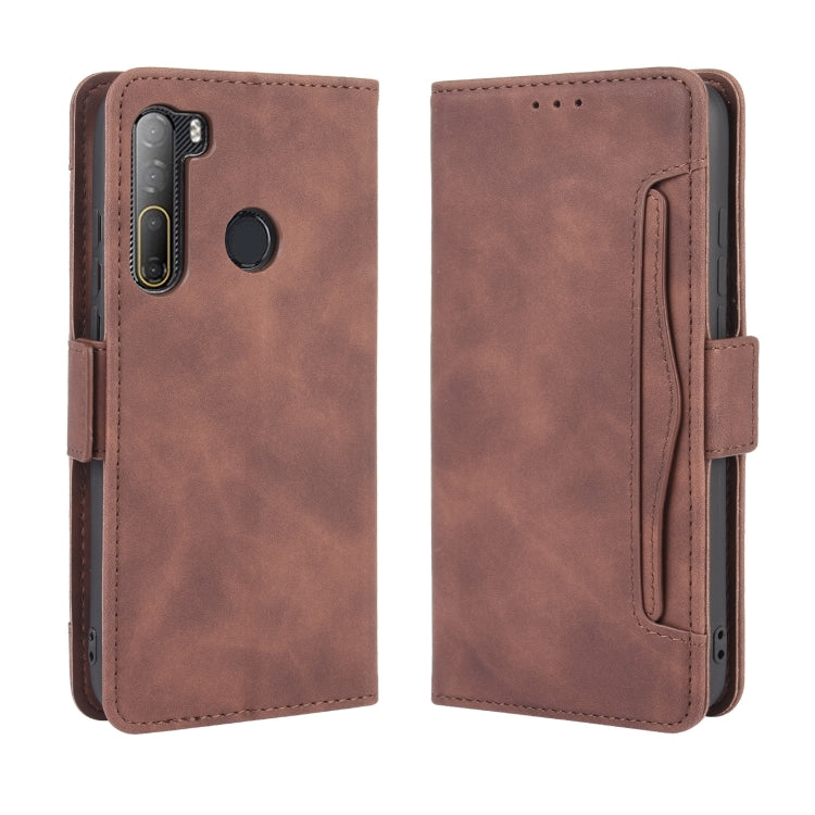 Brown wallet phone case with card slot and side flap, camera and button cutouts
