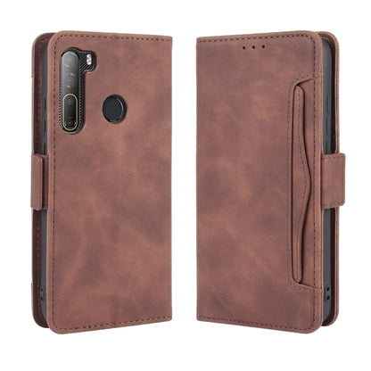 Brown wallet phone case with card slot and side flap, camera and button cutouts