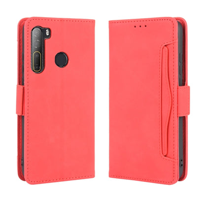 Red wallet phone case with card slot and side flap, camera and button cutouts