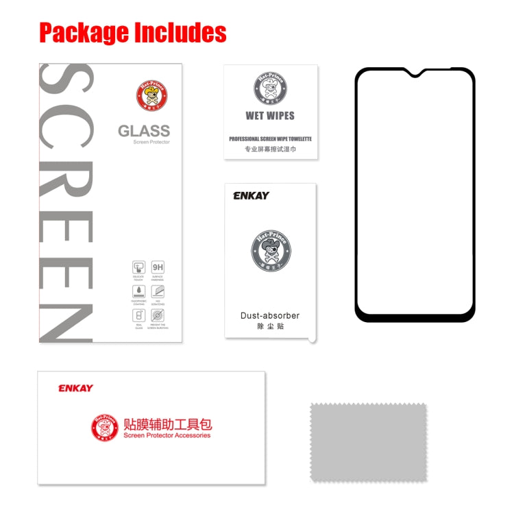 Tempered glass screen protector package contents with installation accessories