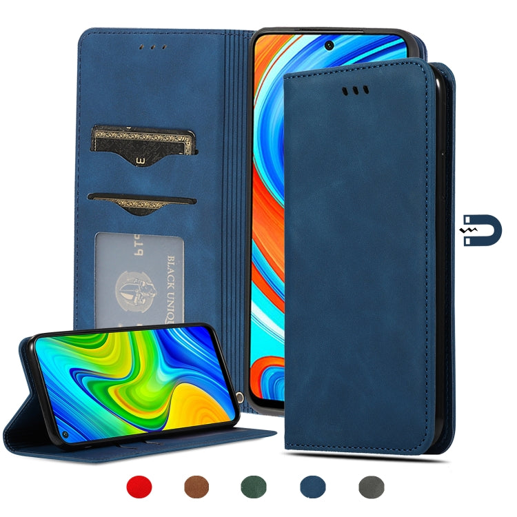 Navy blue magnetic flip leather case with card slots and stand for touchscreen phone