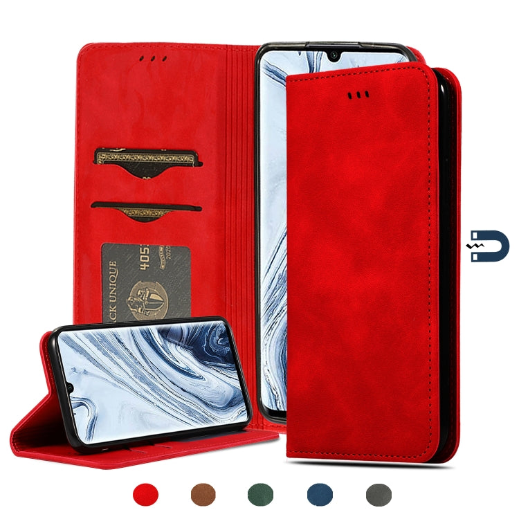 Magnetic flip leather phone case with card slots, red