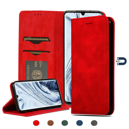 Magnetic flip leather phone case with card slots, red