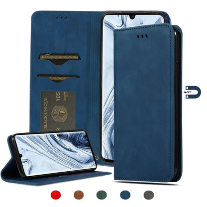 Magnetic flip leather phone case with card slots, navy blue