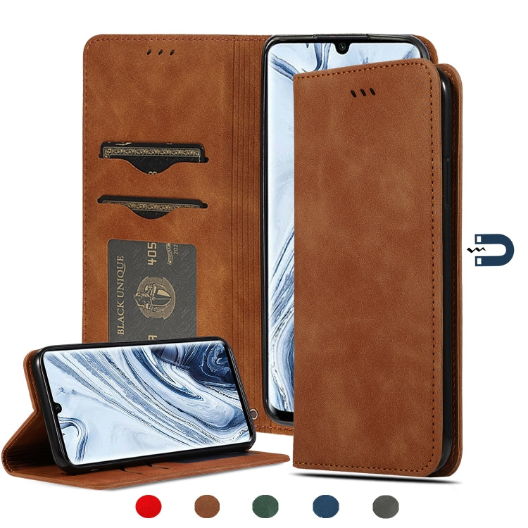 Magnetic flip leather phone case with card slots, tan brown