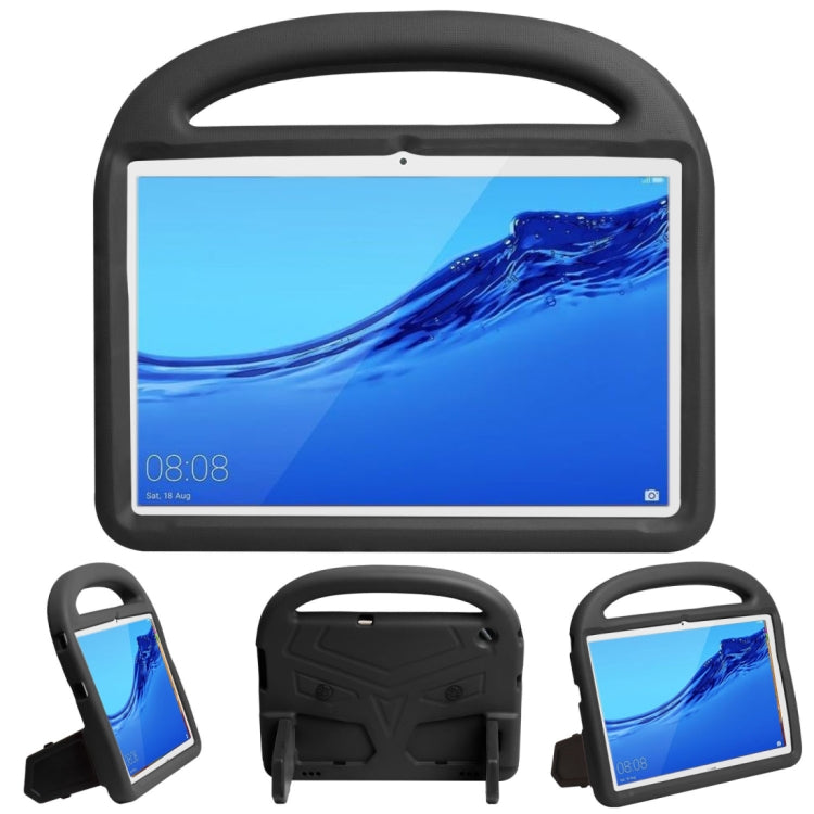 Black children’s shockproof EVA tablet case with handle and front screen cover