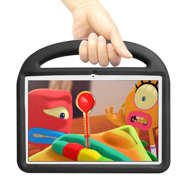 Black EVA tablet case held by hand, with front screen opening