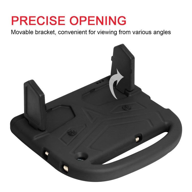 Black tablet case back with openings and foldable stand