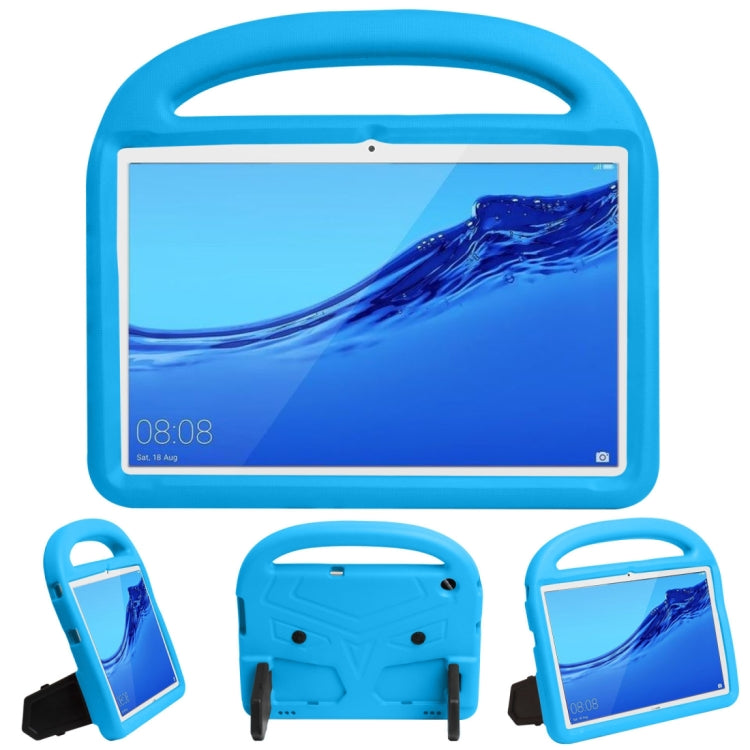 Blue children’s shockproof EVA tablet case with handle and front screen cover