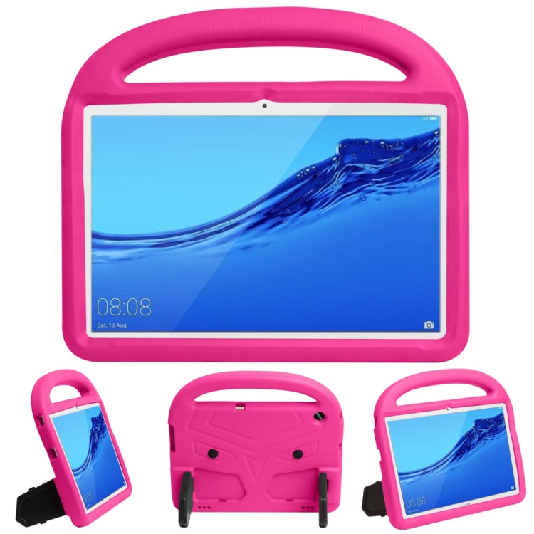 Pink children tablet shockproof EVA case with top handle and front clear screen cover