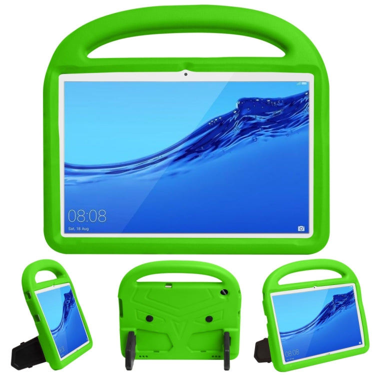 Green children tablet shockproof EVA case with top handle and front clear screen cover