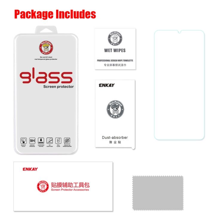Tempered glass screen protector kit in retail packaging with cleaning wipes