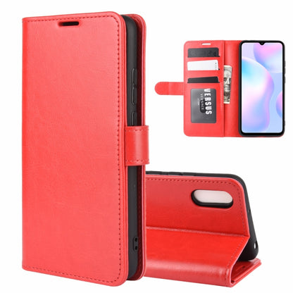 Red horizontal flip phone case with card slots and wallet-style stand