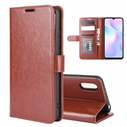 Brown horizontal flip phone case with card slots and built-in stand