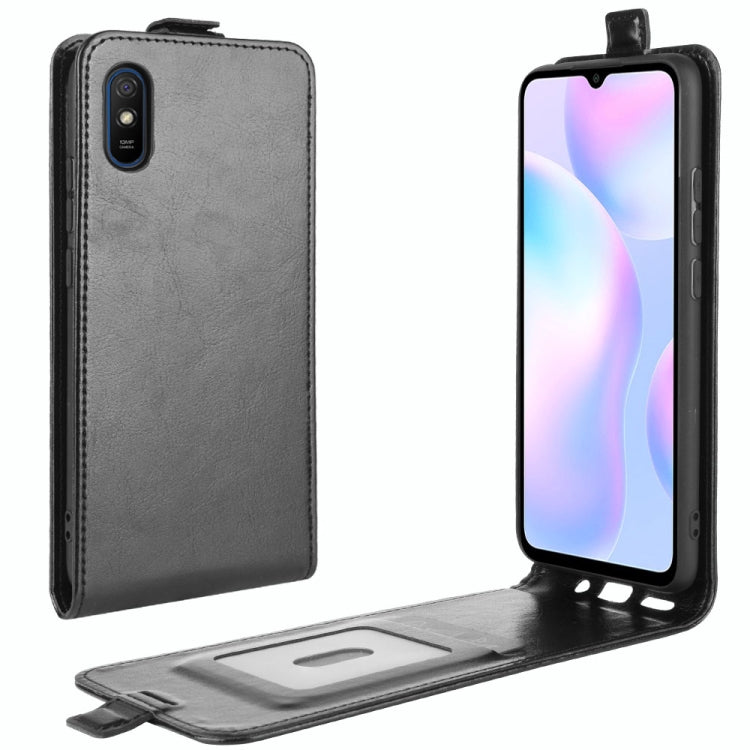 Vertical flip leather-texture phone case with card slots and photo frame, dark gray