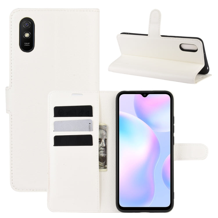 White flip protective phone case with card slots and holder for Xiaomi Redmi 9A