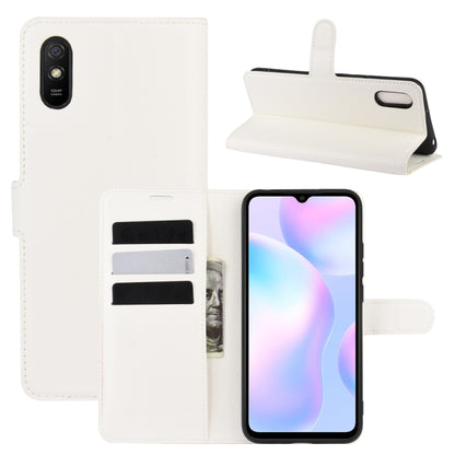 White flip protective phone case with card slots and holder for Xiaomi Redmi 9A