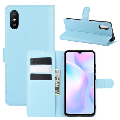 Blue flip protective phone case with card slots and holder for Xiaomi Redmi 9A