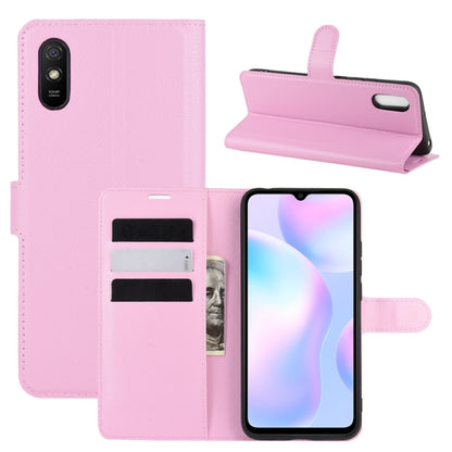 Pink flip protective phone case with card slots and holder for Xiaomi Redmi 9A