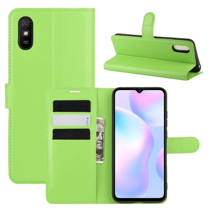 Green flip protective phone case with card slots and holder for Xiaomi Redmi 9A