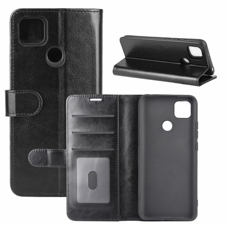 Black folio wallet case shown closed and open, with card slots and phone cutouts