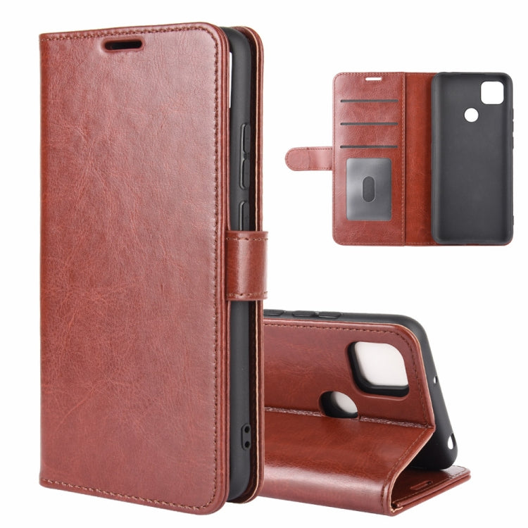 Brown folio flip phone case with card slots and stand for Redmi 9C