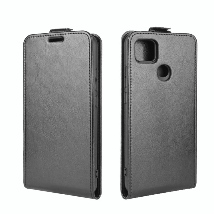 Gray vertical flip leather phone case with camera cutout and flip cover