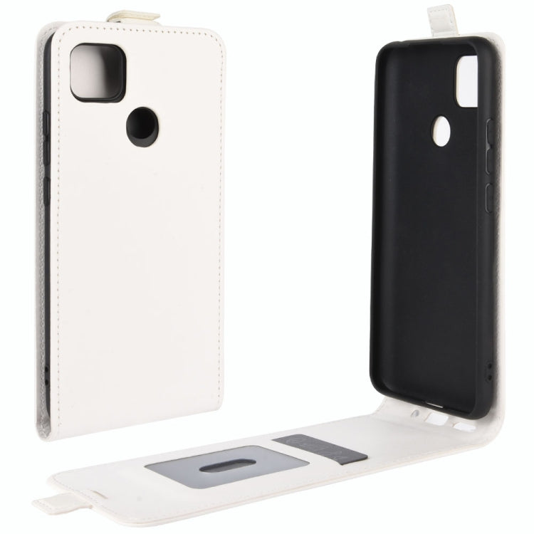 White and black vertical flip leather phone cases with card slots and camera cutouts