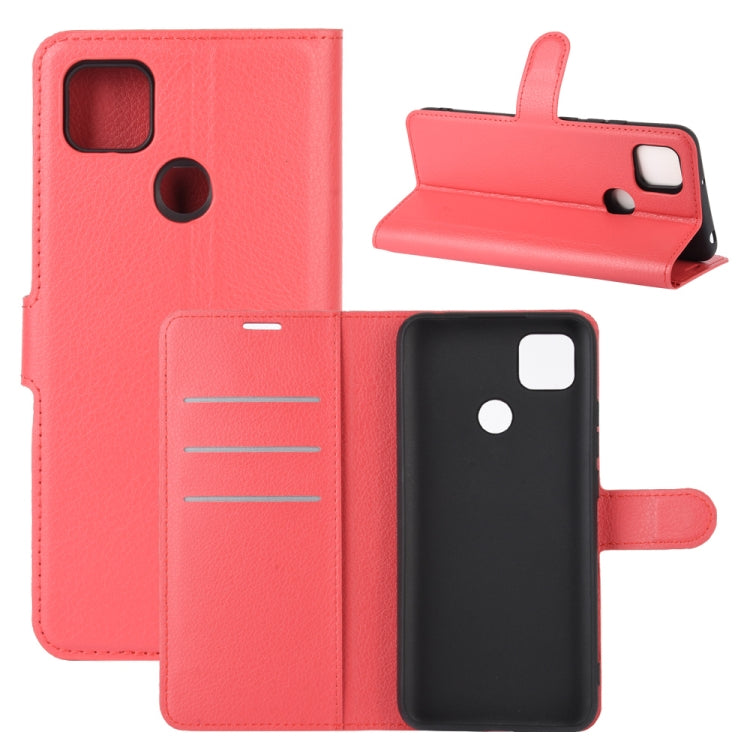 Coral pink flip wallet case for Redmi 9C with card slots and stand holder