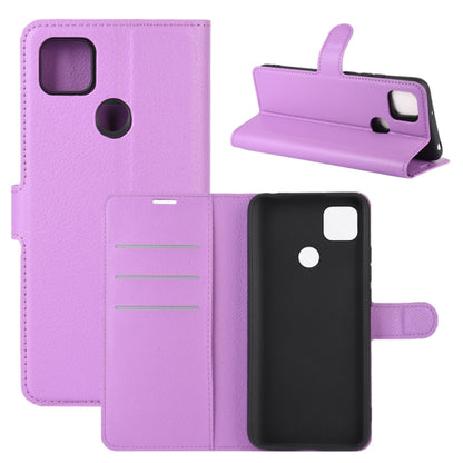 Purple flip wallet case for Redmi 9C with card slots and stand holder